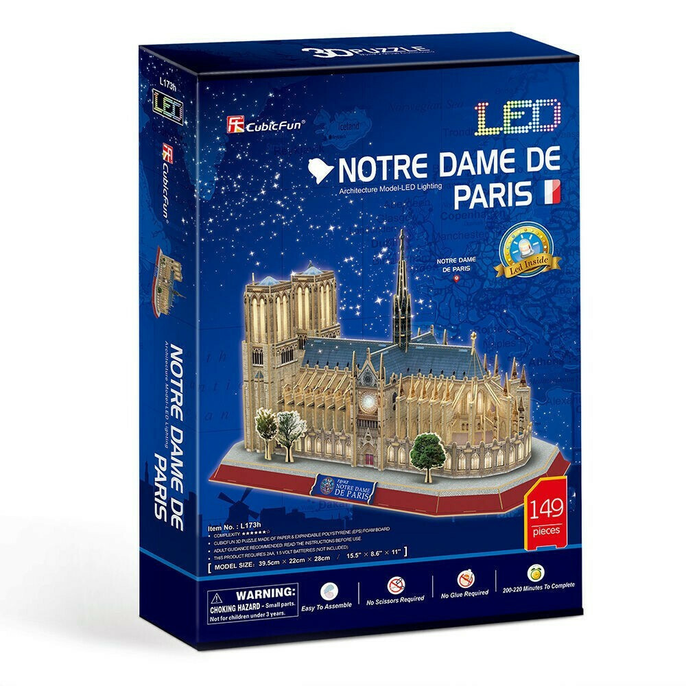 Παζλ 3D Cubic Fun Puzzle Notre Dame De Paris LED Night Edition (L173h)
