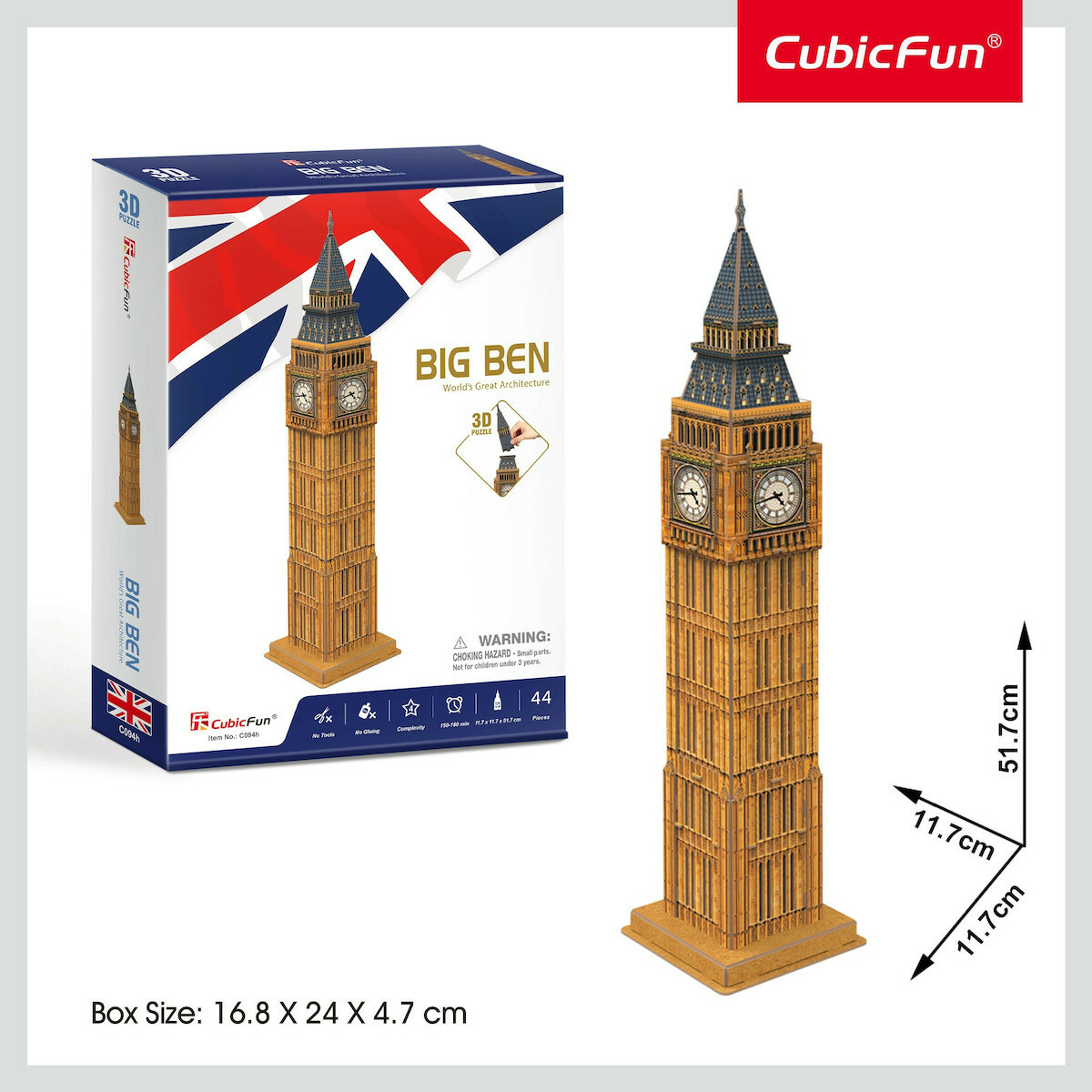 Παζλ 3D Cubic Fun Puzzle Big Ben 3D 44 Κομμάτια (c094h)