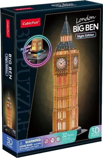 Παζλ 3D Cubic Fun Big Ben (night Version) Puzzle 3D 32pcs (L537h) - Image 2