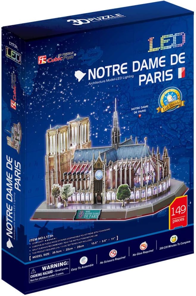 Παζλ 3D Cubic Fun Puzzle Notre Dame De Paris LED Night Edition (L173h) - Image 4