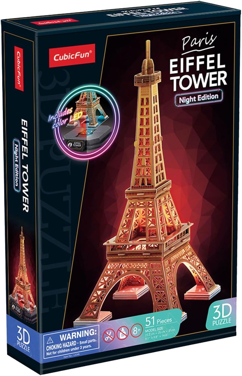 Παζλ 3D Cubic Fun Eiffel Tower LED Night Edition (L534h) 51 Pieces - Image 6