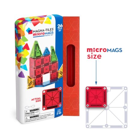 Παιχνιδολαμπάδα Magna-Tiles Μαγνητικό Παιχνίδι Κατασκευών Micromags Travel Set 26 Τεμάχια για Παιδιά 3+ Ετών (244026)