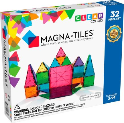 Magna-Tiles Μαγνητικό Παιχνίδι Κατασκευών 32 Τεμάχια Clear Colors για Παιδιά 3+ Ετών (02132)