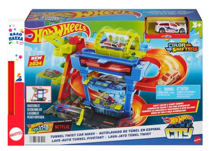 Παιχνιδολαμπάδα Mattel Hot Wheels Color Shifters Πίστα Tunnel Twist Car Wash Playset για 3+ Ετών (HTN80)