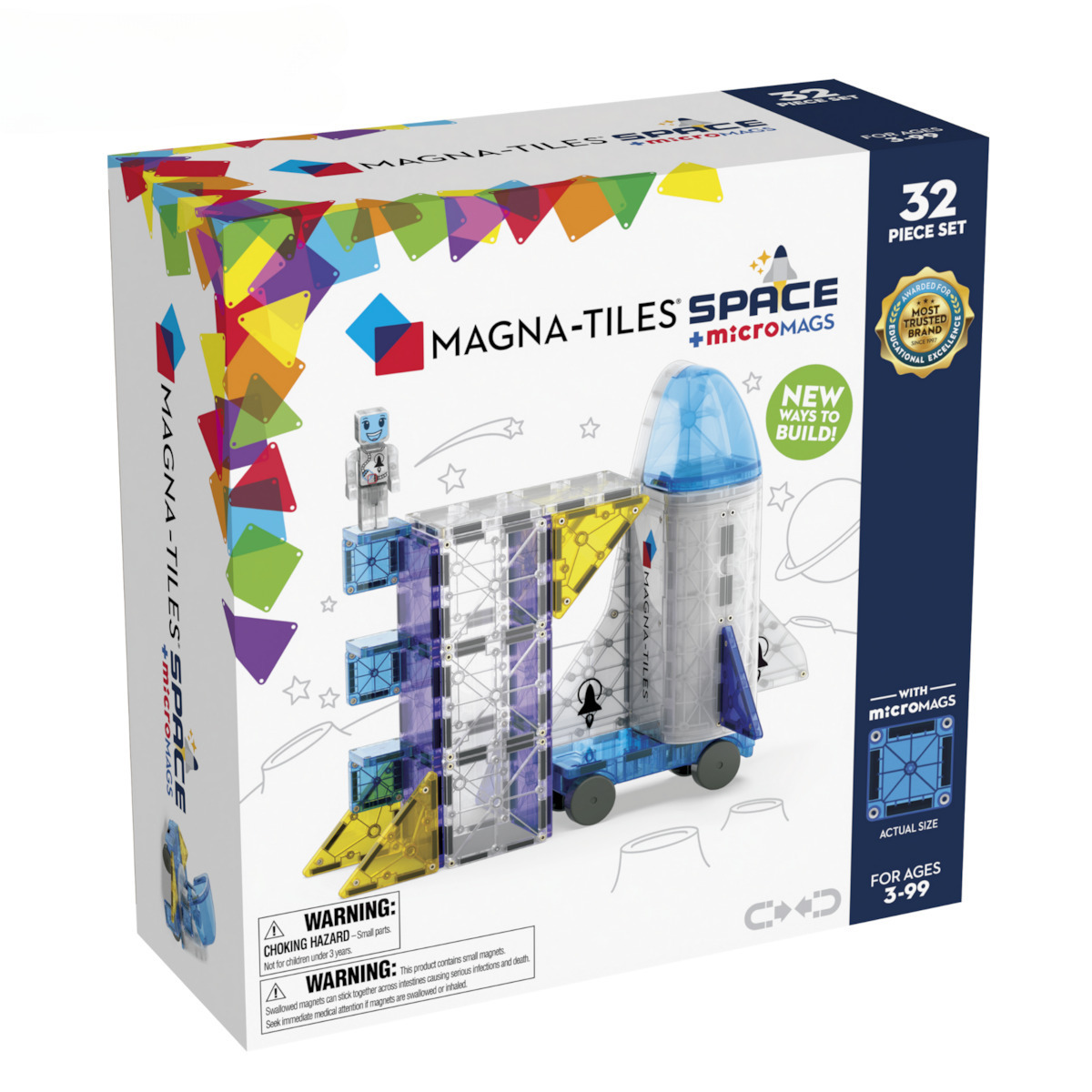 Magna-Tiles Μαγνητικό Παιχνίδι Κατασκευών Space 32 Τεμάχια για Παιδιά 3+ Ετών (242032)