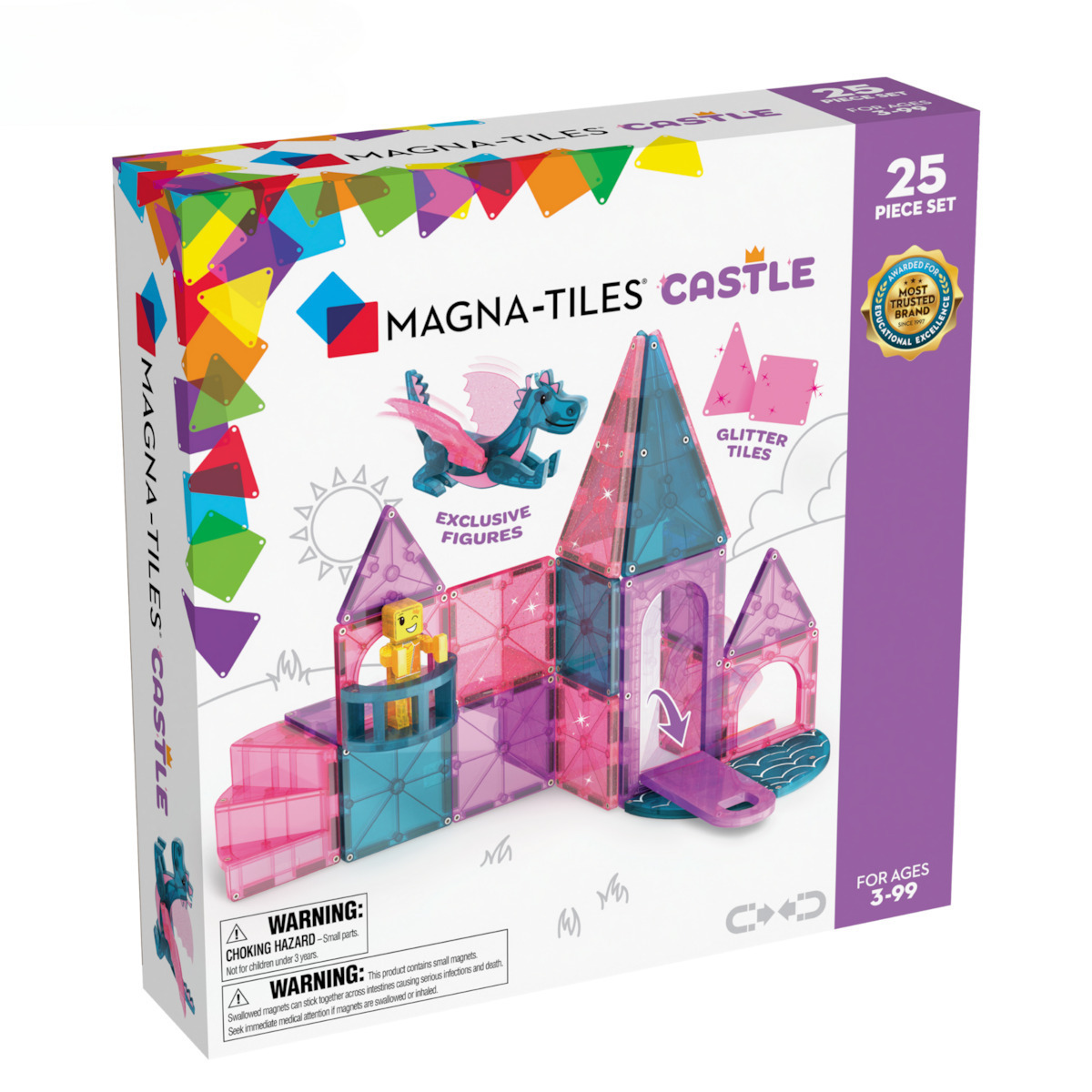 Magna-Tiles Μαγνητικό Παιχνίδι Κατασκευών Castle 25 Τεμάχια για Παιδιά 3+ Ετών (242025)