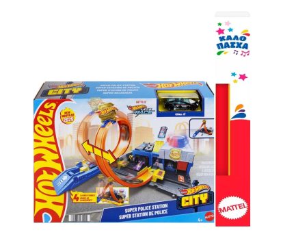 Παιχνιδολαμπάδα Mattel Hot Wheels Αστυνομικό Τμήμα Πίστα Αστυνομικό για 3+ Ετών (JBM71)