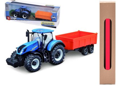Παιχνιδολαμπάδα Bburago New Holland Agriculture, 10cm Farm Tracktor With Combination Trailer (18-31656)