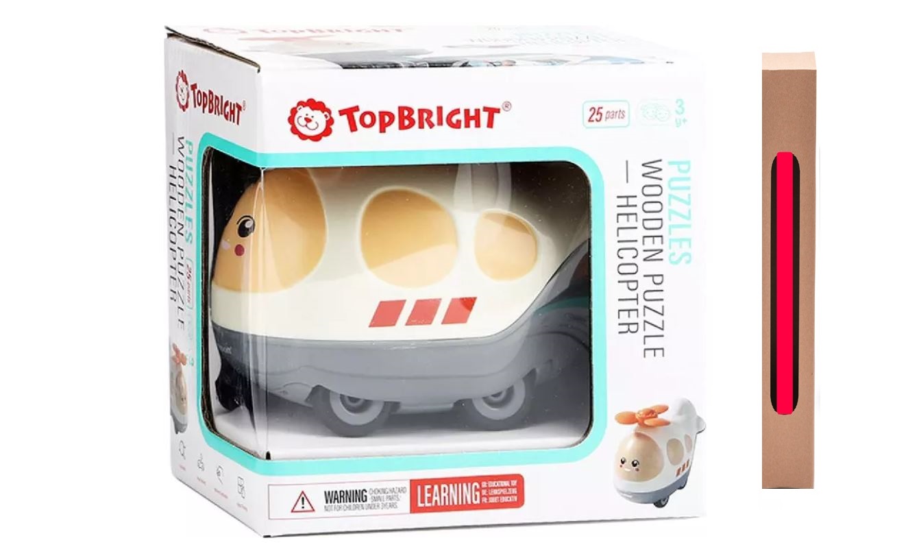 Ξύλινο Παιδικό Puzzle Ελικόπτερο 24pcs για 3+ Ετών Top Bright (130911) & Δώρο λαμπάδα