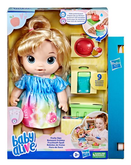 Παιχνιδολαμπάδα Hasbro Baby Alive: Fruity Sips Apple Blonde Hair Doll (F7356)