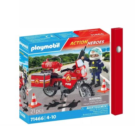 Παιχνιδολαμπάδα Playmobil Action Heroes Πυροσβέστης Με Μοτοσικλέτα για 4-10 ετών (71466)