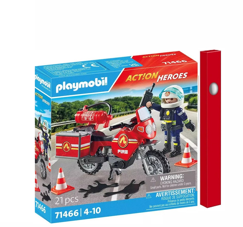 Παιχνιδολαμπάδα Playmobil Action Heroes Πυροσβέστης Με Μοτοσικλέτα για 4-10 ετών (71466)