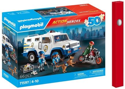 Παιχνιδολαμπάδα Playmobil Action Heroes Όχημα Χρηματαποστολής για 4-10 ετών (71597)