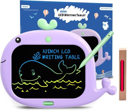 Παιχνιδολαμπάδα WOBBLO LCD Drawing Tablet Ζωγραφικής 10 Inch Πίνακας Γράψε - Σβήσε ,Σχέδιο Φάλαινα Μωβ (43211700)