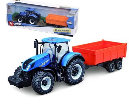 Bburago New Holland Agriculture, 10cm Farm Tracktor With Combination Trailer (18-31656)