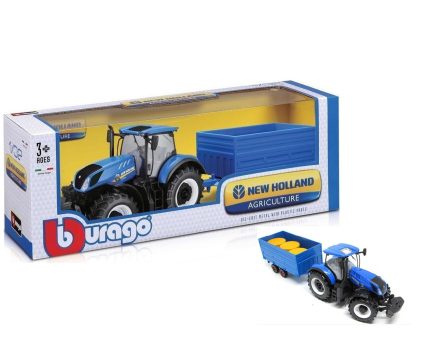 Bburago New Holland Farm with trailer Τρακτέρ 1:32 Αγροτικό για 3+ Ετών (18-44060)