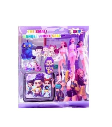 K-pop Demon Hunters Small handle wheel set - Σετ σφραγίδων DIY με 3-κυλίνδρους και μελάνι (Y-3301)