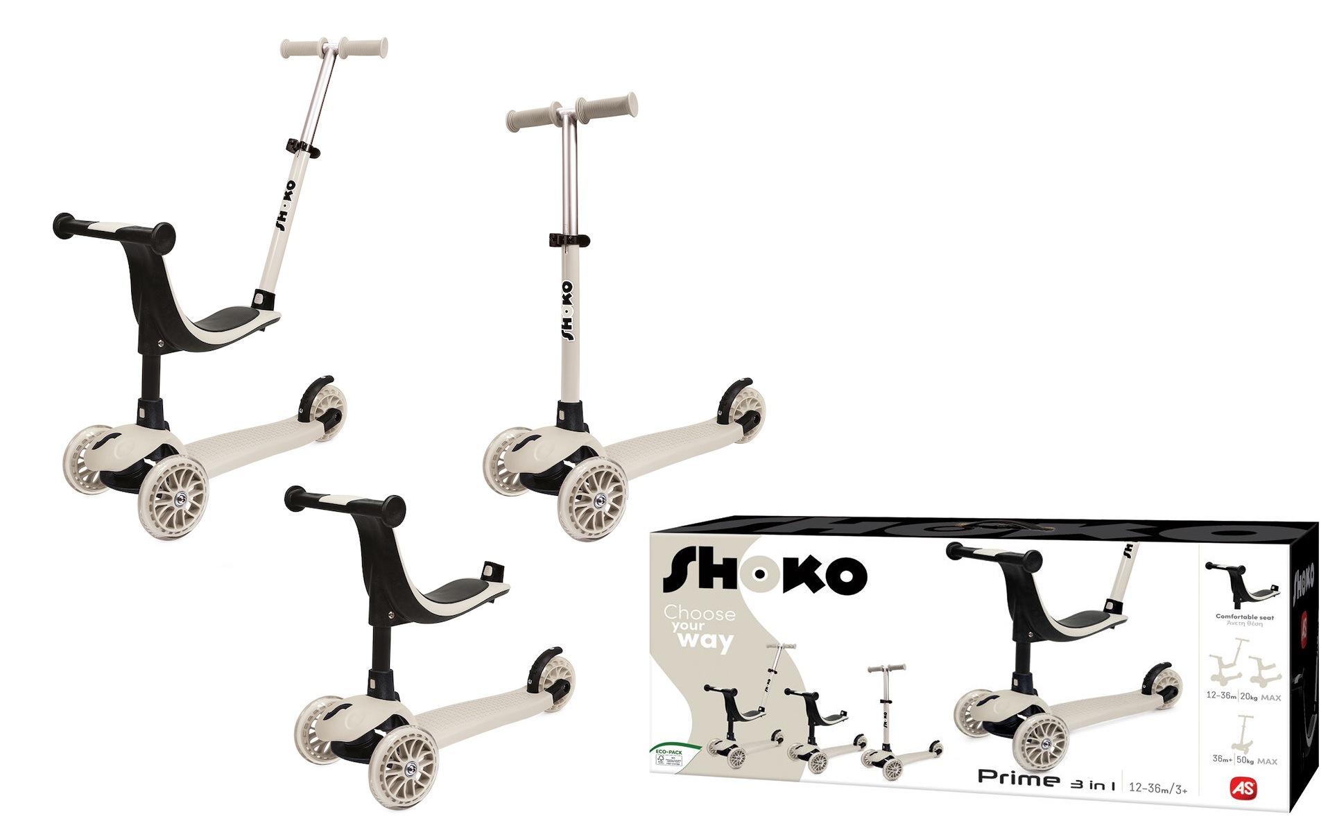 Shοko Scooter Premium 3 In 1 Ash Cloud Για 12+ Μηνών (5004-50531)