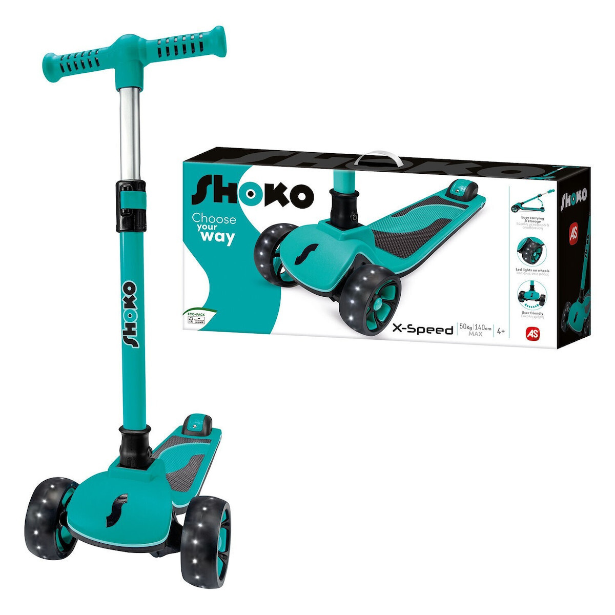 Shoko Scooter Xspeed Minty Breeze Για 4+ Με λευκό LED φως στις ρόδες (5004-50533)
