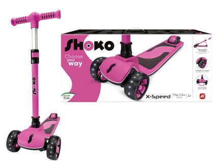 Shoko Παιδικό Πατίνι X-Speed Ροζ Για 4+ Χρονών Με λευκό LED φως στις ρόδες (5004-50527)