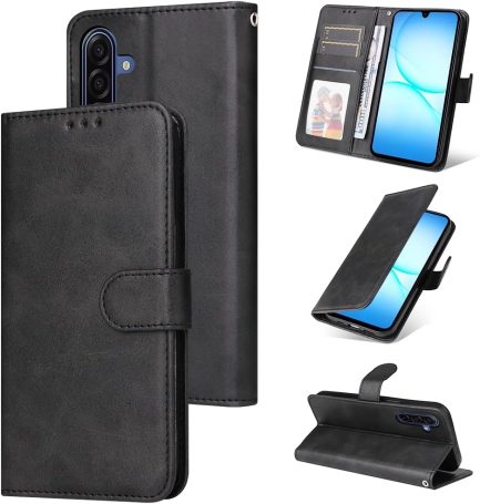 Samsung Galaxy A17 4G / 5G Δερματίνη Αναδιπλούμενη Book Case με Ενσωματωμένη Θήκη Σιλικόνης – Black oem (oem)
