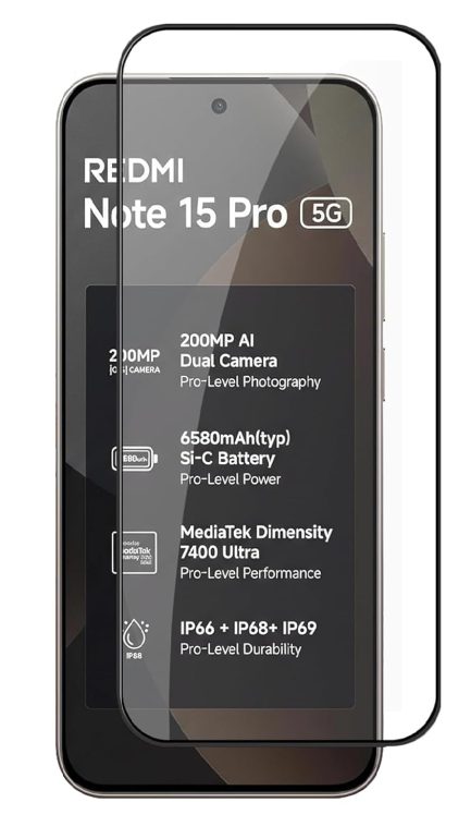 Full Glue Full Face Tempered Glass Μαύρο (Redmi Note 15 Pro 5G)