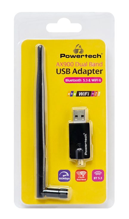 Powertech PT-1386 Αντάπτορας Δικτύου USB με Ασύρματη Σύνδεση Wi-Fi 900Mbps και Αποσπώμενη Κεραία